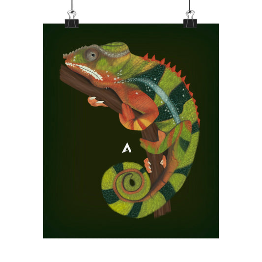 Chameleon digital art illustration printed poster