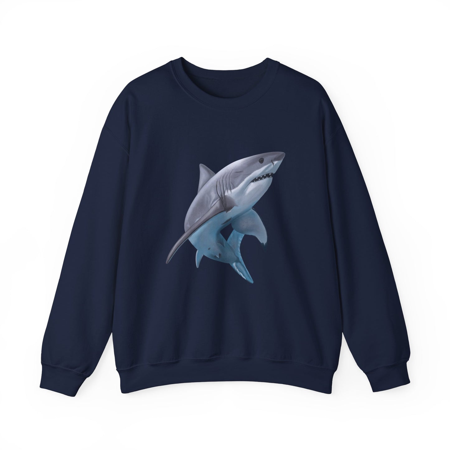 Blue shark illustration sweatshirt navy blue